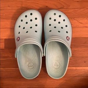 Crocs Pearl Ice Blue Purple Stripe Clogs Unisex